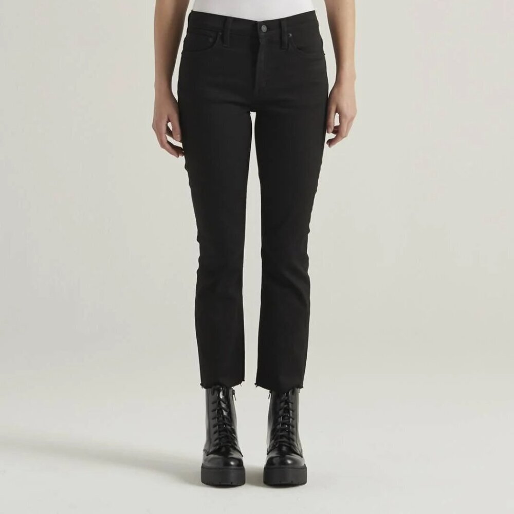 Edwin Elin cropped jeans denim straight leg Black mid rise Blackstone new 30